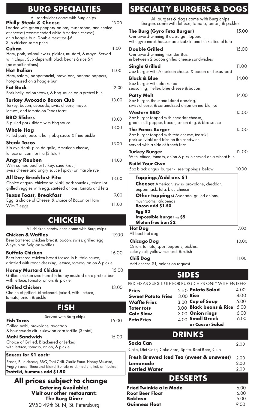 Burg bar menu page two
